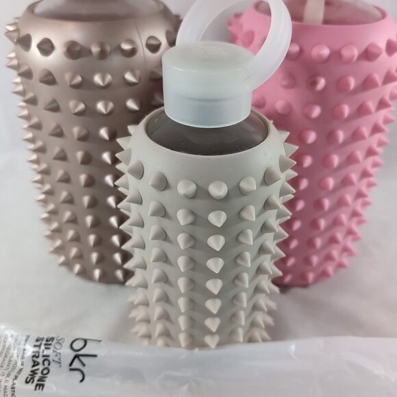 3 BKR Spiked Glass Bottle Prenup Big 1L 500ml Straws Rose Gold Pink Baker Miller - Picture 3 of 13